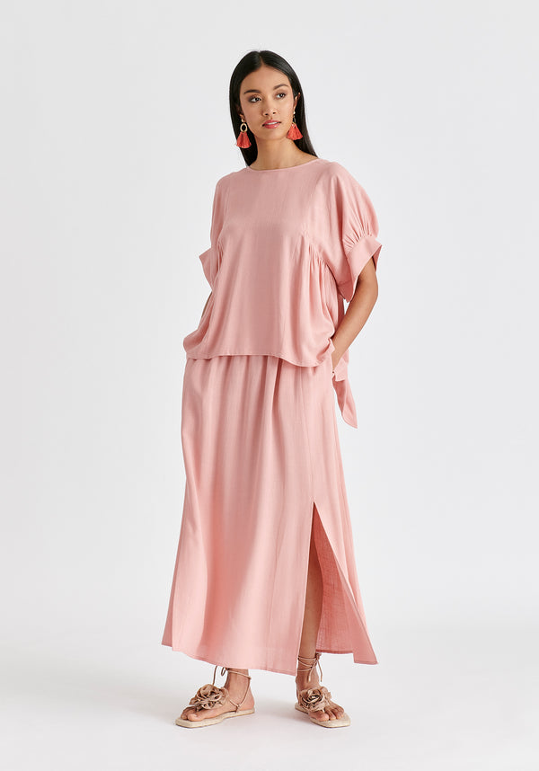 paisie Relaxed Fit Top with Back Bow Detail