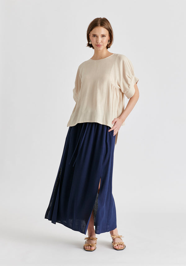 Paisie Relaxed Fit Top With Back Bow Detail