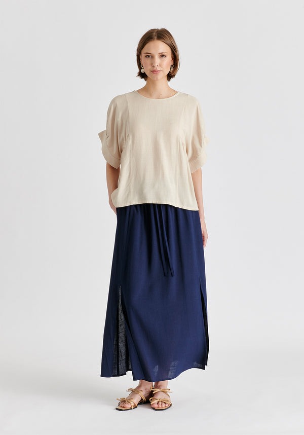 Paisie Relaxed Fit Top With Back Bow Detail