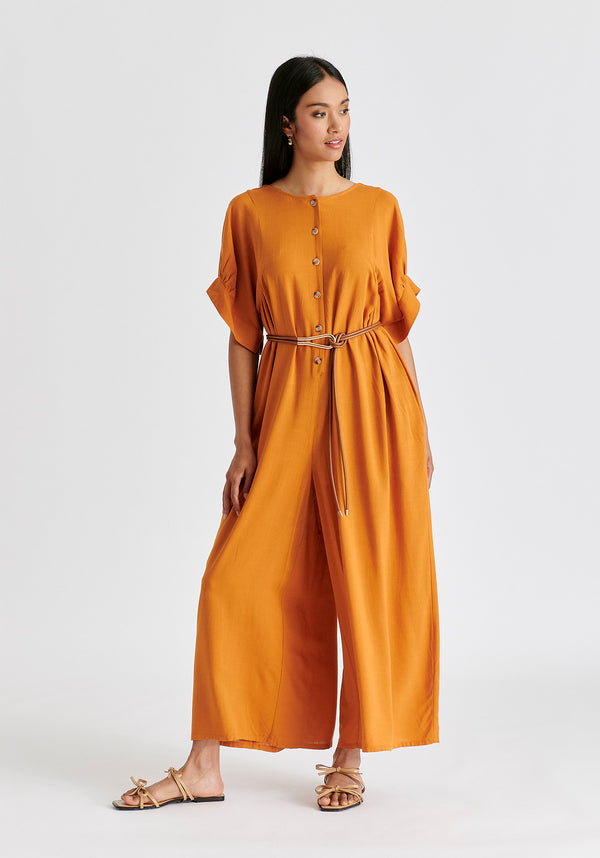 Paisie Relaxed Fit Wide Leg Jumpsuit With Belt