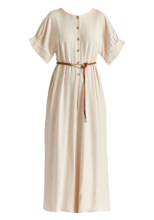 Paisie Relaxed Fit Wide Leg Jumpsuit With Belt