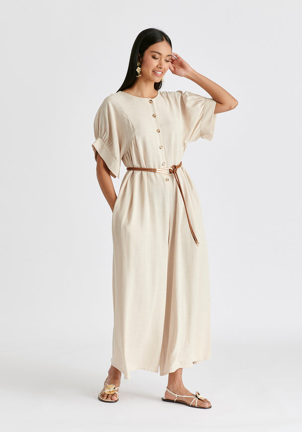 paisie Relaxed Fit Wide Leg Jumpsuit with Belt