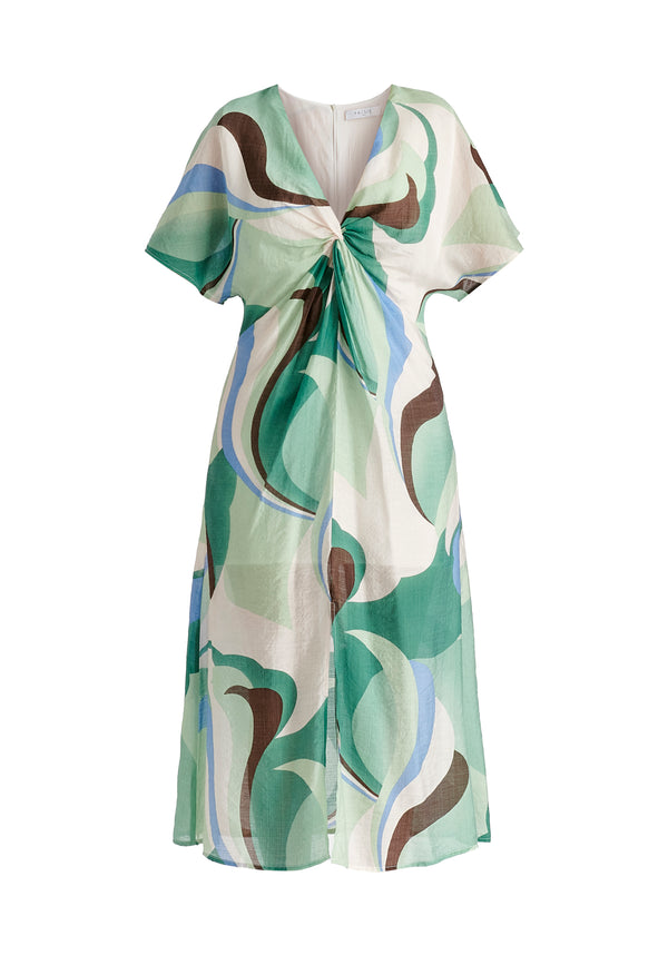 Paisie Retro Wave Midi Dress With Twist Detail