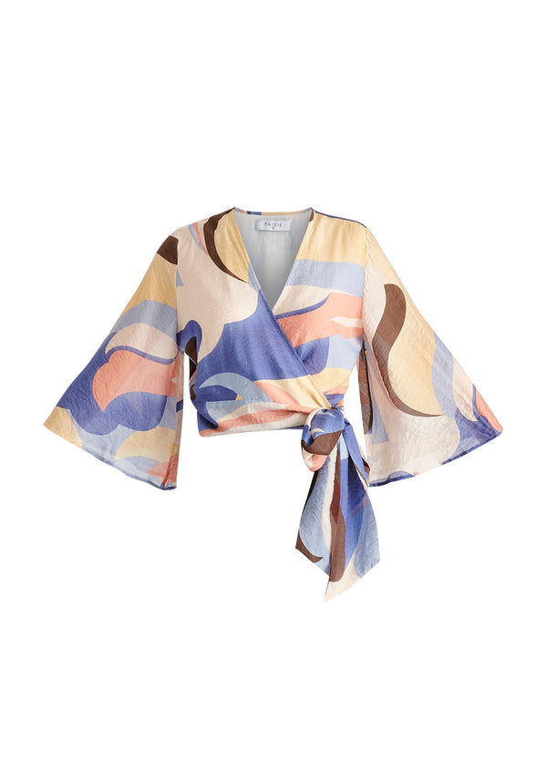Paisie Retro Wave Wrap Kimono Blouse