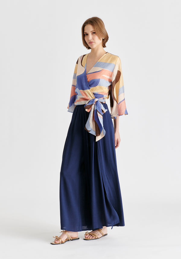 Paisie Retro Wave Wrap Kimono Blouse