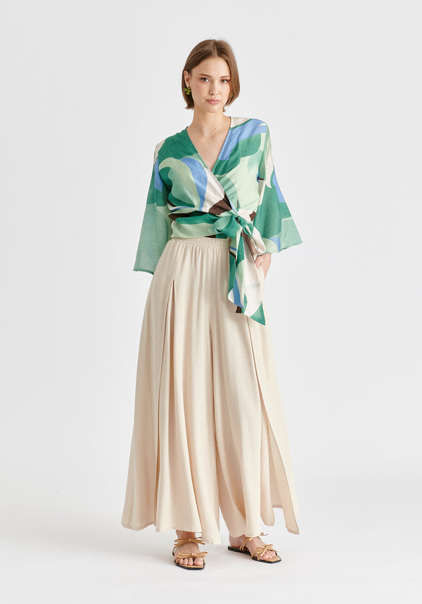 Paisie Retro Wave Wrap Kimono Blouse