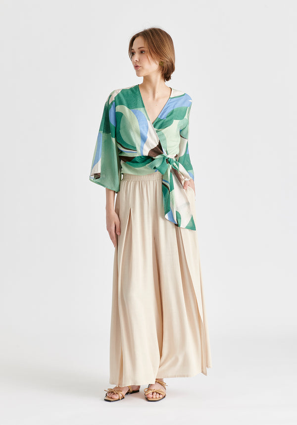 paisie Retro Wave Wrap Kimono Blouse