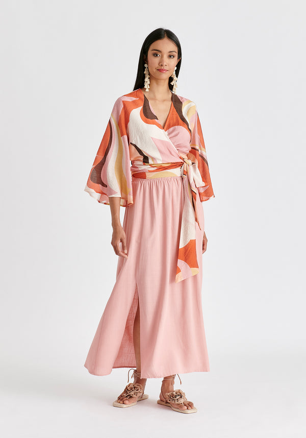 Paisie Retro Wave Wrap Kimono Blouse