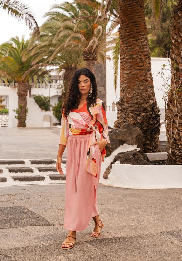 paisie Retro Wave Wrap Kimono Blouse