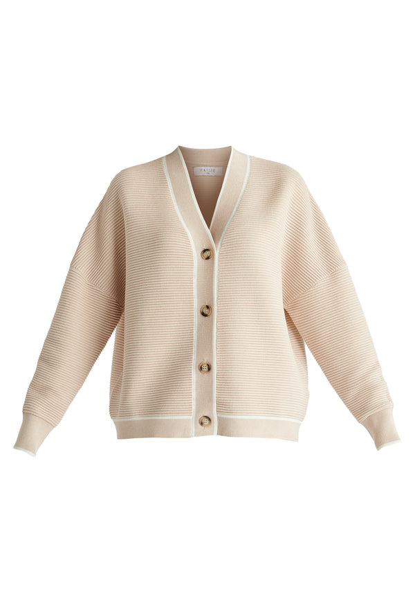 Paisie Ribbed Cardigan With Contrast Trim