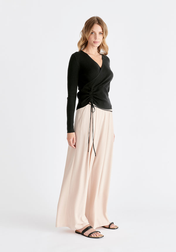 Paisie Ribbed Drawstring Top