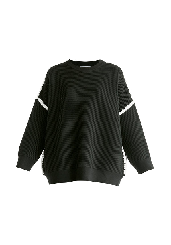 paisie Ribbed Jumper With Contrasting Embroidery