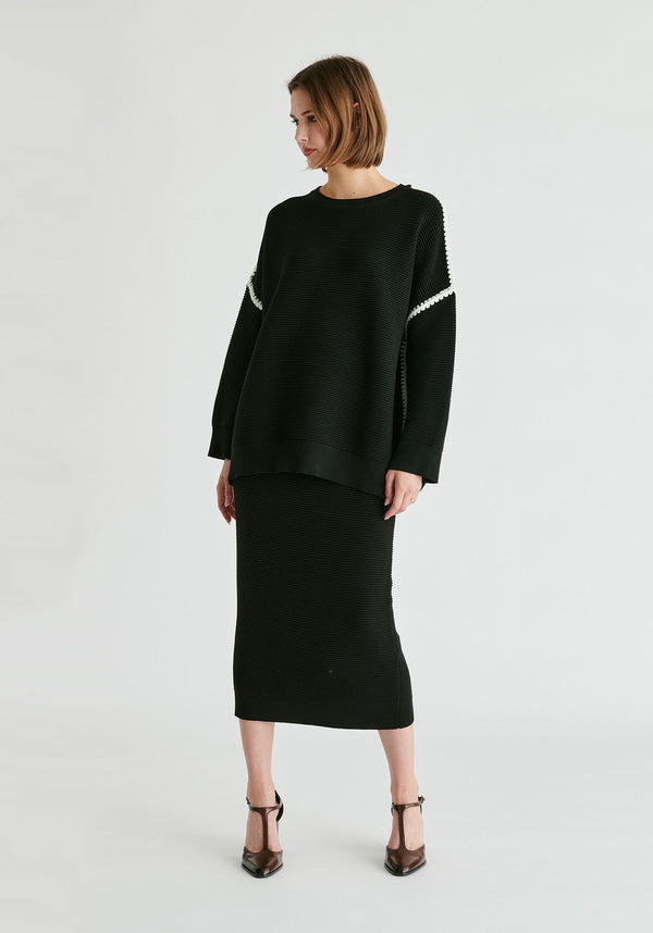 paisie Ribbed Jumper With Contrasting Embroidery