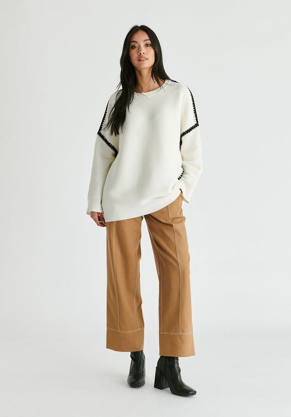 Paisie Ribbed Jumper With Contrasting Embroidery