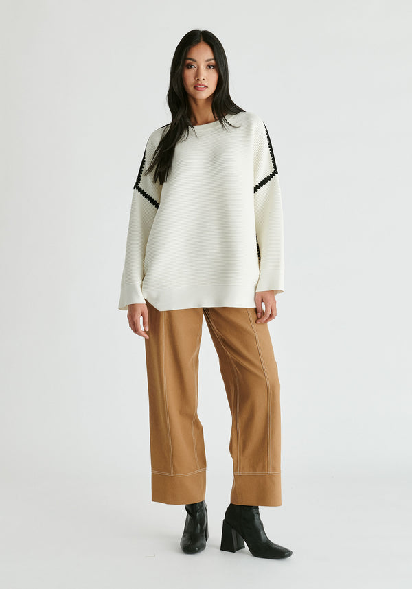 Paisie Ribbed Jumper With Contrasting Embroidery