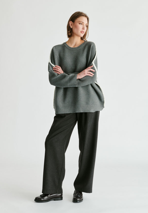 Paisie Ribbed Jumper With Contrasting Embroidery