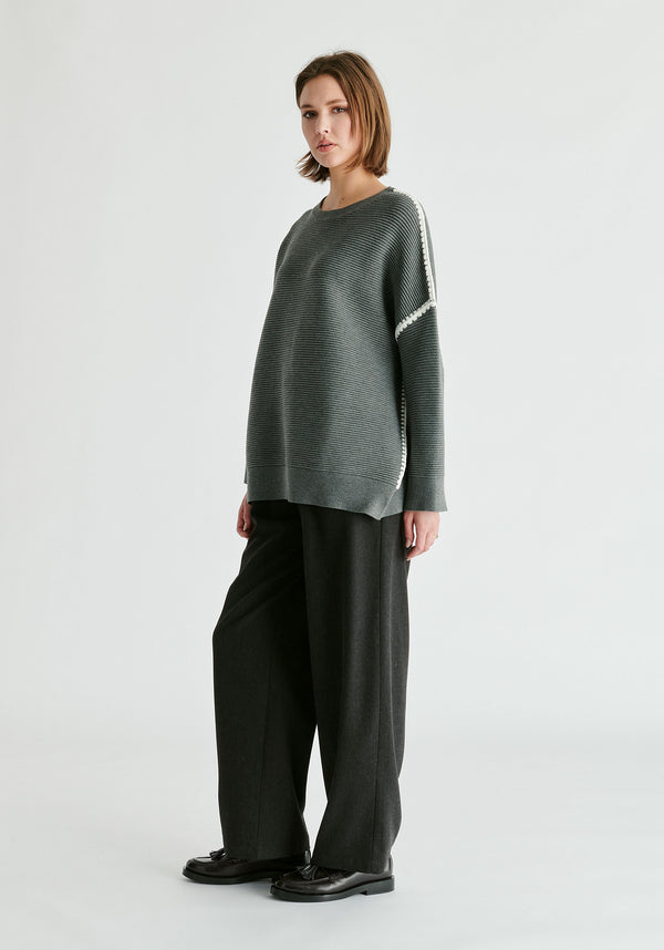 Paisie Ribbed Jumper With Contrasting Embroidery