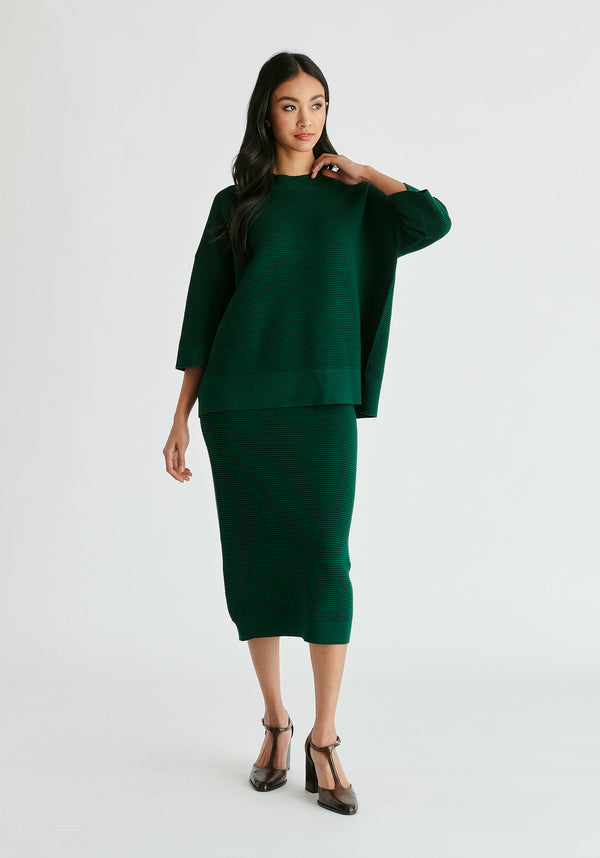 Paisie Ribbed Midi Skirt