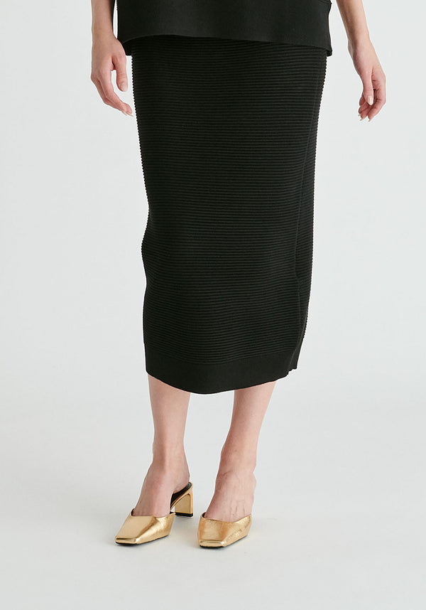 paisie Ribbed Midi Skirt