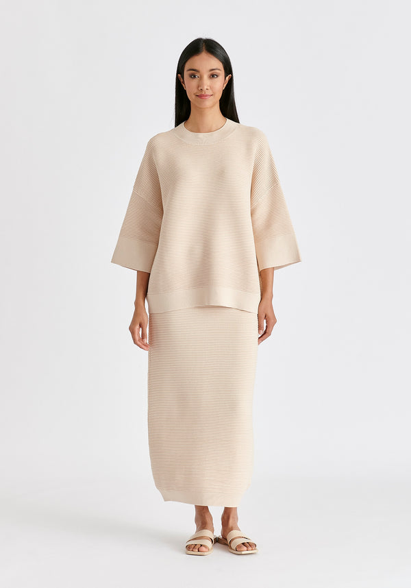 Paisie Ribbed Midi Skirt