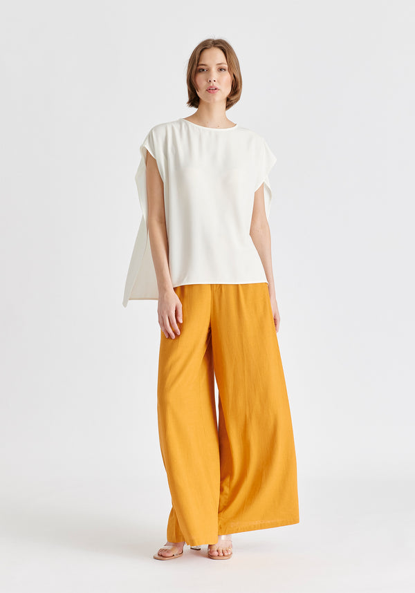 Paisie Round Neck Cape Top With Belt