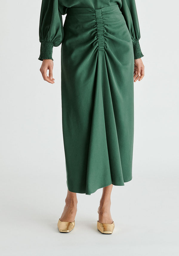 paisie Ruched Front Midi Skirt