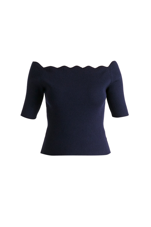 Paisie Scallop Neck Knit Top