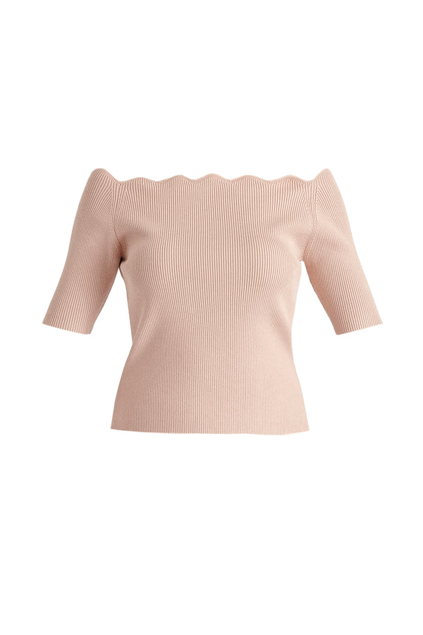 Paisie Scallop Neck Knit Top