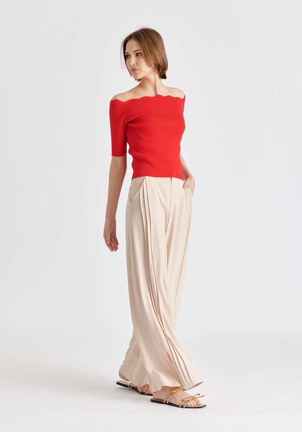 Paisie Scallop Neck Knit Top