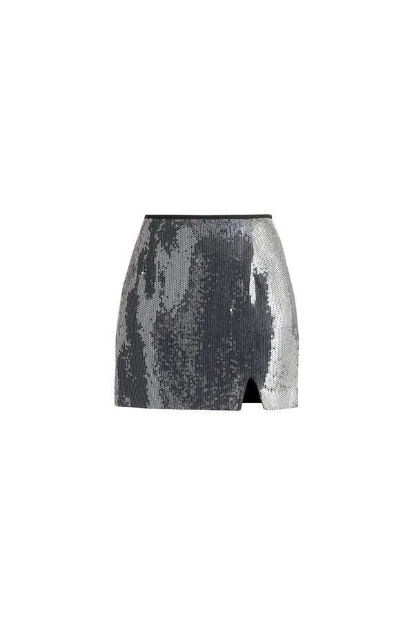 Paisie Sequin Mini Skirt With Slit