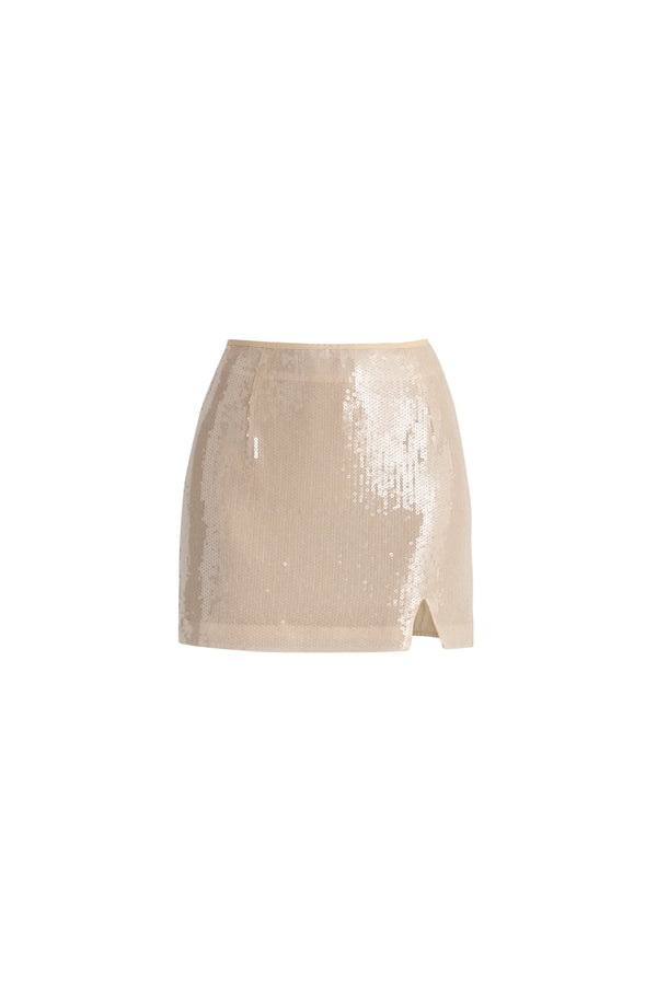Paisie Sequin Mini Skirt With Slit