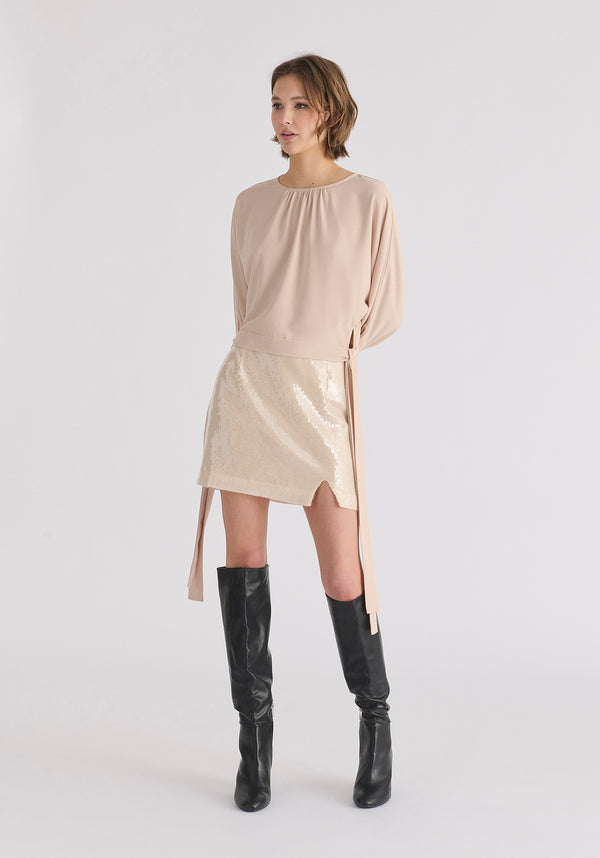 Paisie Sequin Mini Skirt With Slit