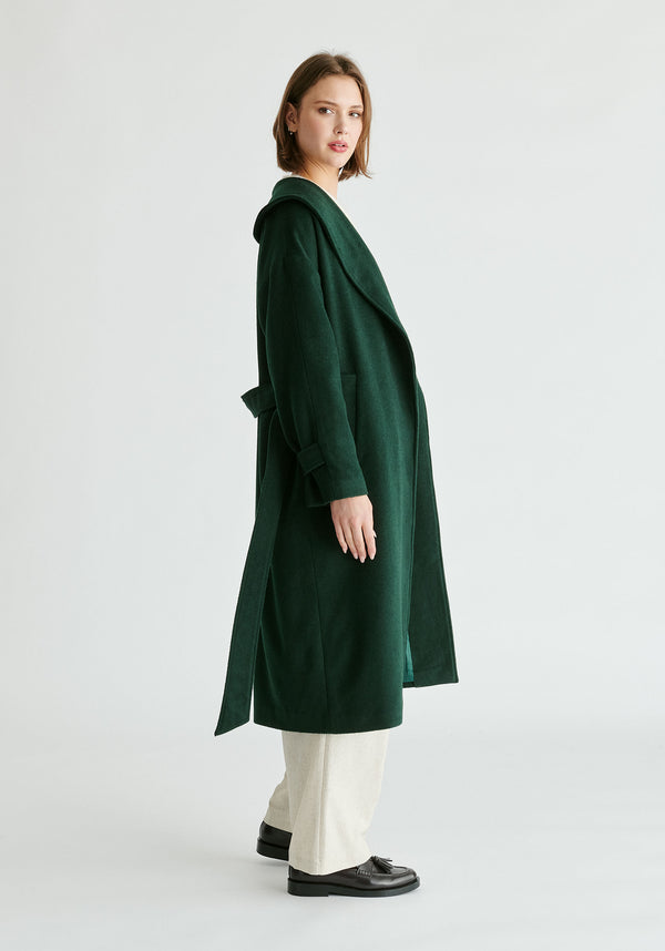 paisie Shawl Collar Wool Coat with Belt