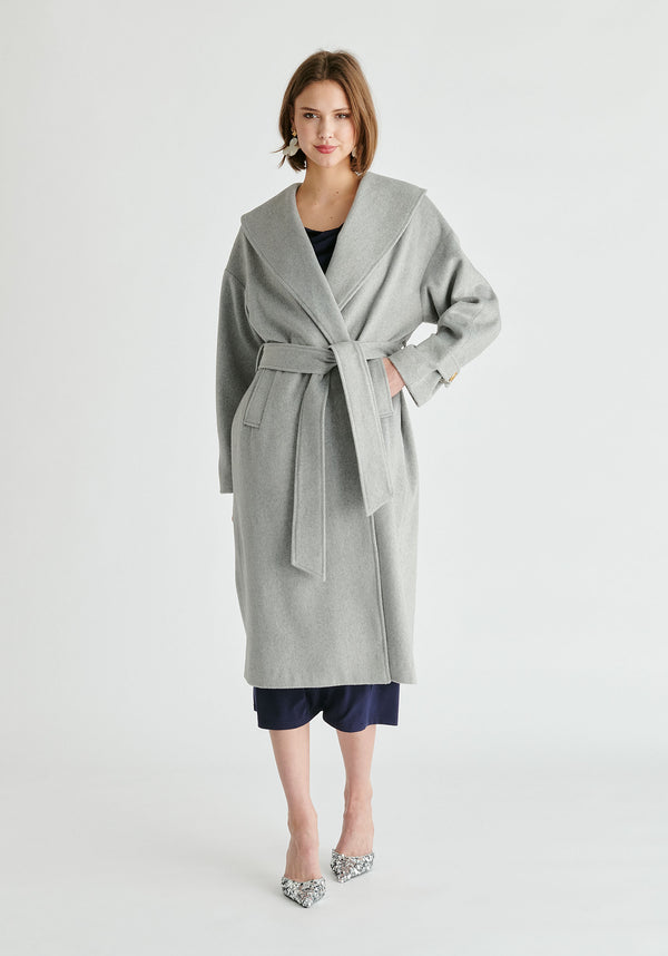 Paisie Shawl Collar Wool Coat With Belt