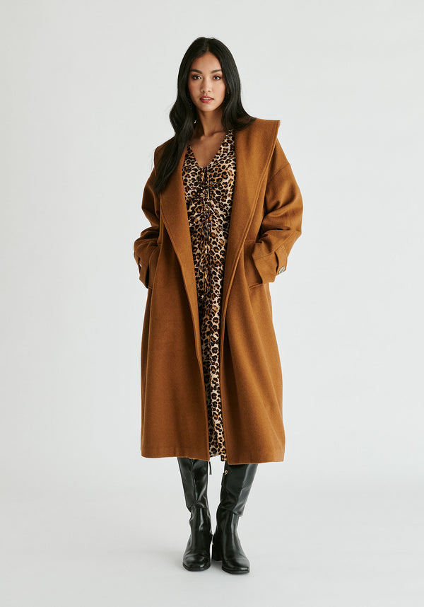 paisie Shawl Collar Wool Coat with Belt