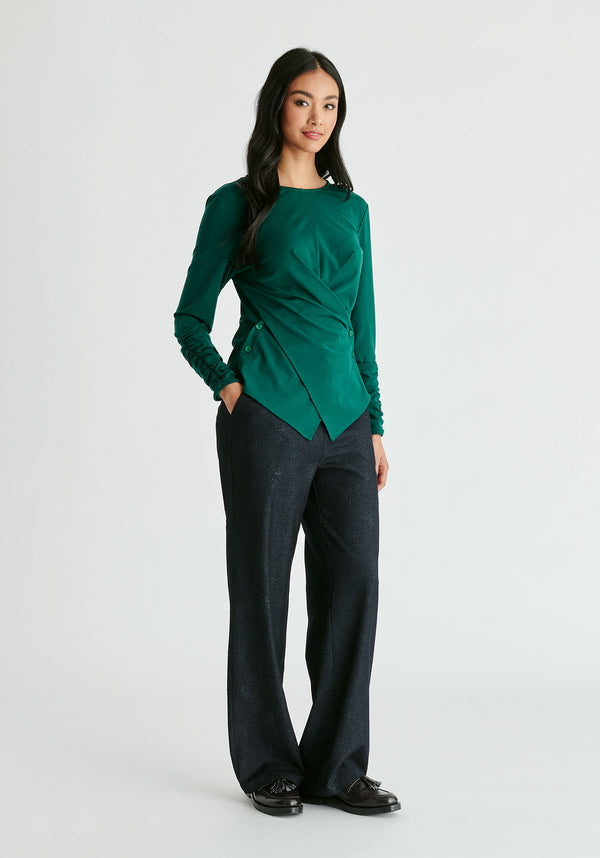 Paisie Side Button Jersey Wrap Top