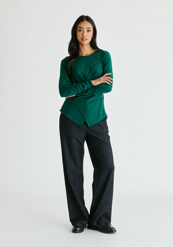 Paisie Side Button Jersey Wrap Top