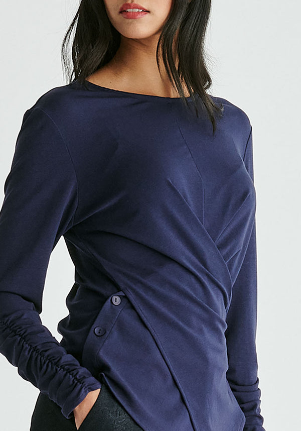 paisie Side Button Jersey Wrap Top