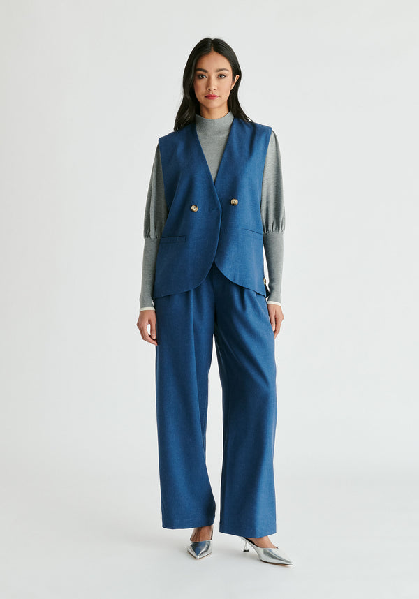 Paisie Side Buttoned Longline Waistcoat