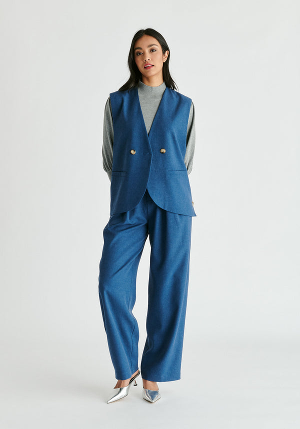 Paisie Side Buttoned Longline Waistcoat