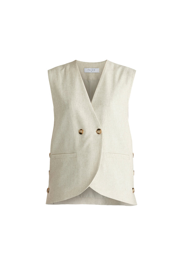 Paisie Side Buttoned Longline Waistcoat