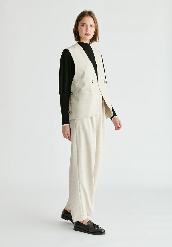 Paisie Side Buttoned Longline Waistcoat