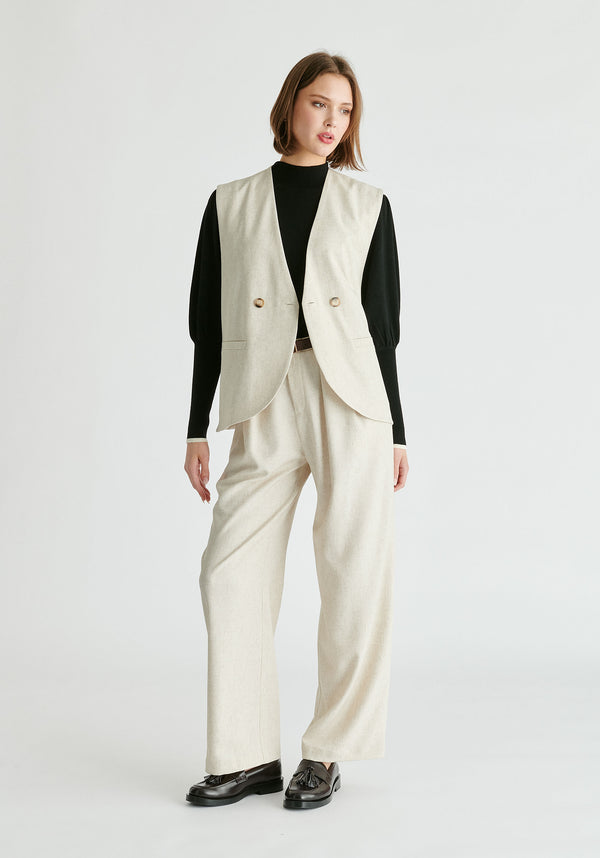 Paisie Side Buttoned Longline Waistcoat
