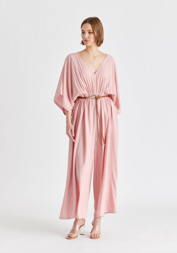 Paisie Sparkled Wide Leg Jumpsuit With Belt