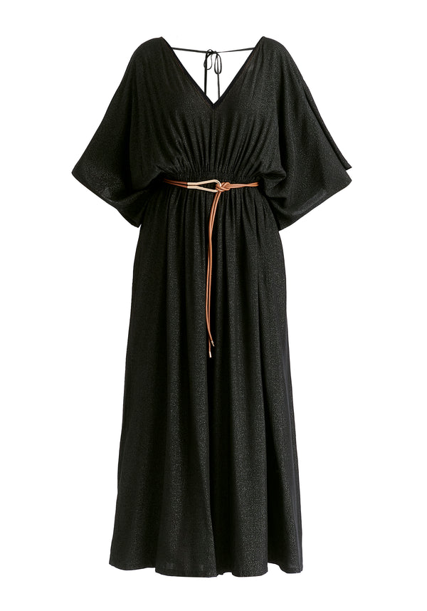 Paisie Sparkled Wide Leg Jumpsuit With Belt