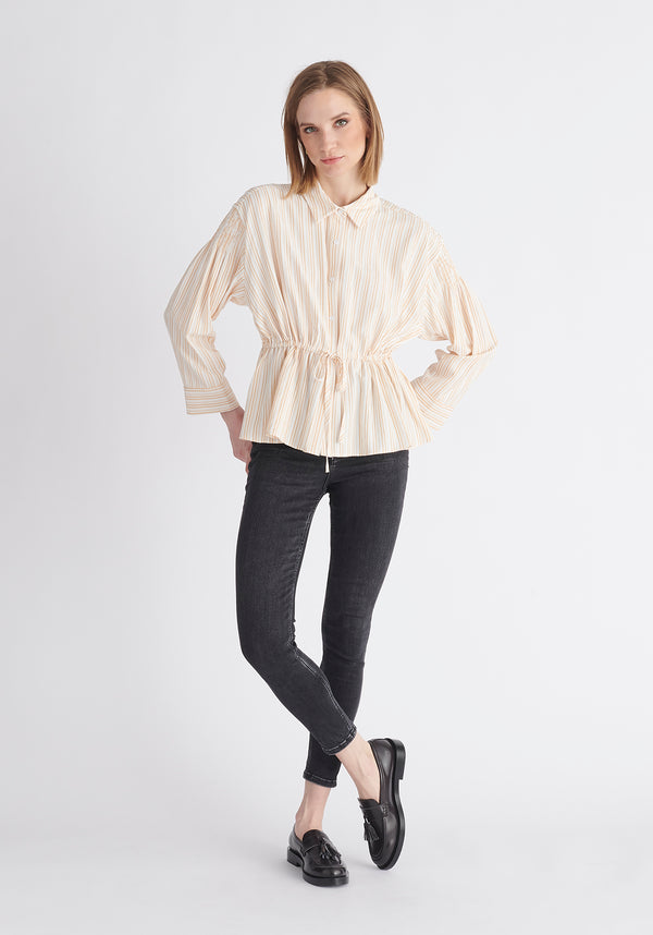Paisie Striped Ruched Shirt