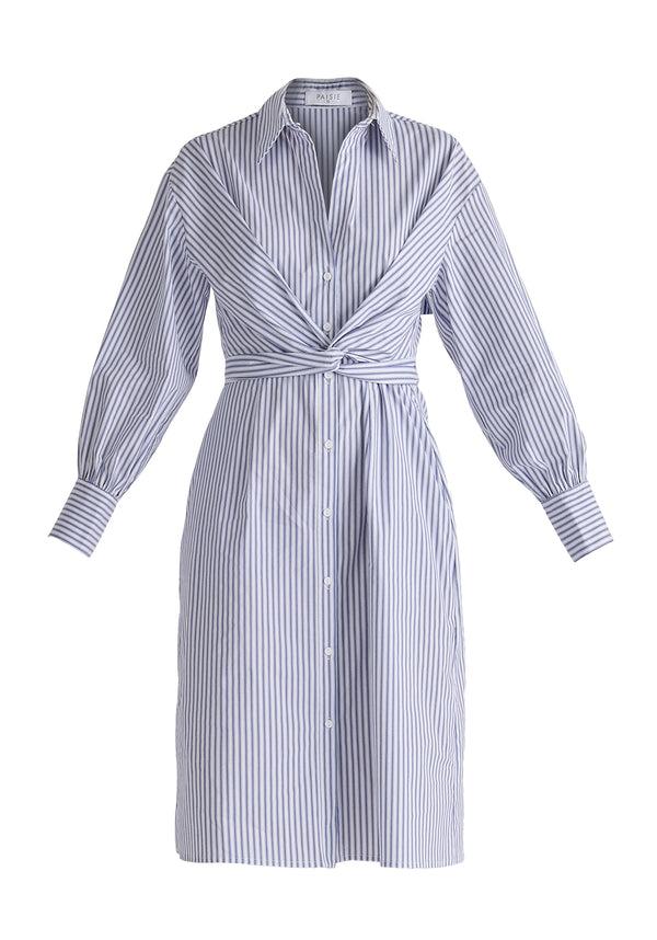 Paisie Striped Shirt Dress With Waist Tie