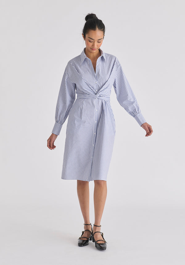 Paisie Striped Shirt Dress With Waist Tie