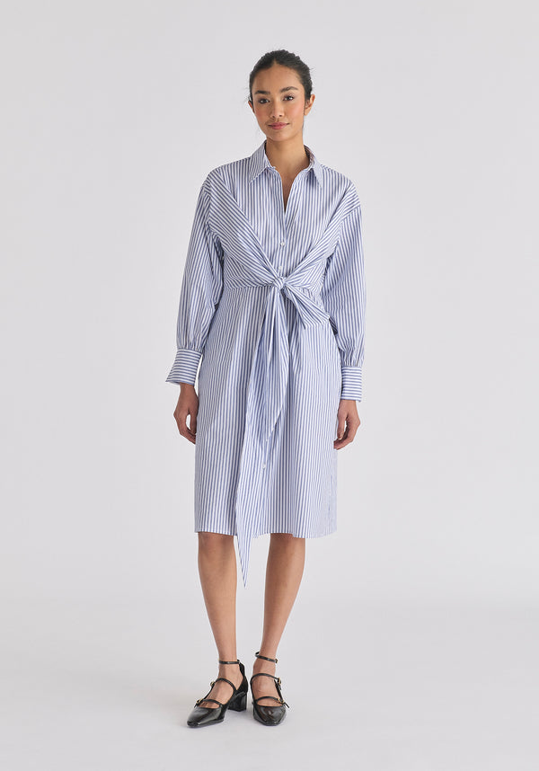 Paisie Striped Shirt Dress With Waist Tie