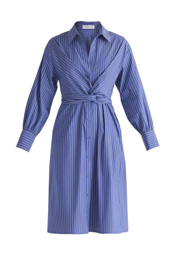Paisie Striped Shirt Dress With Waist Tie
